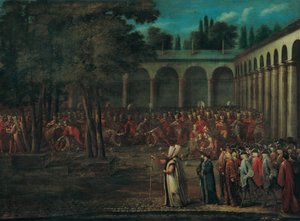 La délégation ambassadeuriale traversant la deuxième cour du palais de Topkapı